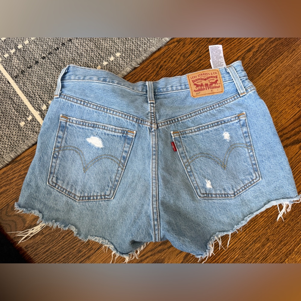 Levi's Light Blue High-Waist Cutoff Denim Shorts